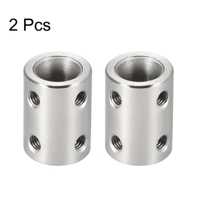 Harfington Uxcell Shaft Coupling 10mm to 10mm L22xD16 Robot Motor Wheel Rigid Coupler Connector Silver Tone 2 Pcs