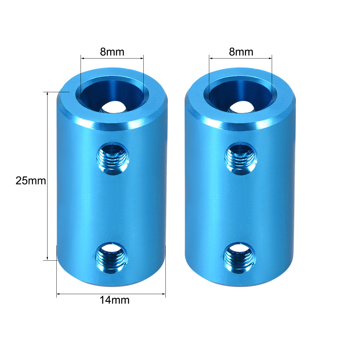 uxcell Uxcell Shaft Coupling 8mm to 8mm L25xD14 Rigid Stepper Motor Wheel Coupler Connect Blue 2 PCS