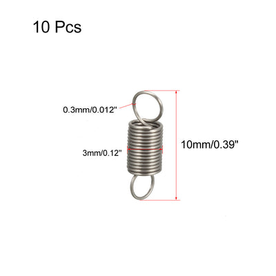 Harfington Uxcell Extended Tension Spring Wire Diameter 0.012", OD 0.12", Free Length 0.39" 10pcs