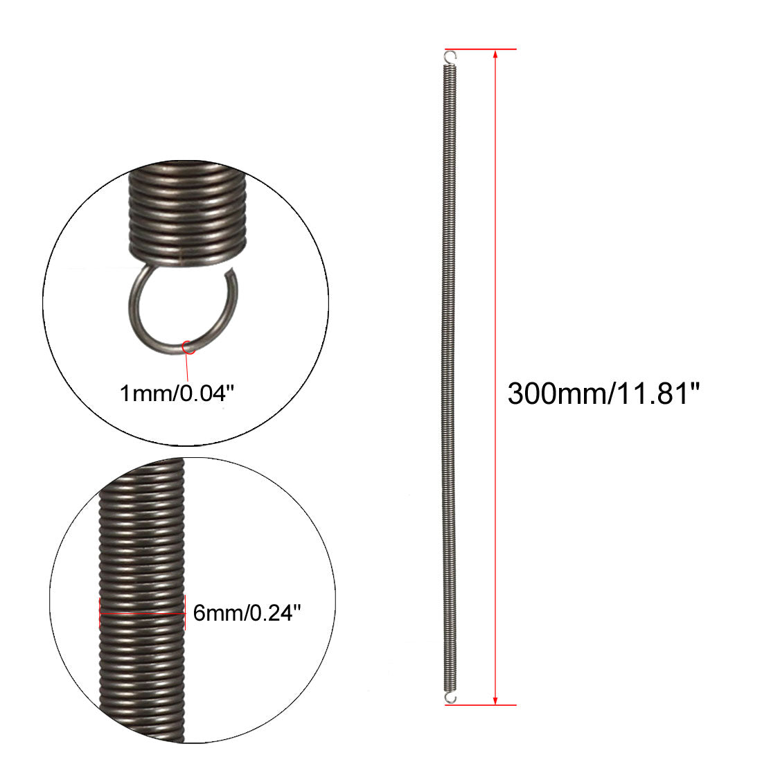 Uxcell Uxcell Extended Tension Spring Wire Diameter 0.098", OD 0.71", Free Length 2.76"