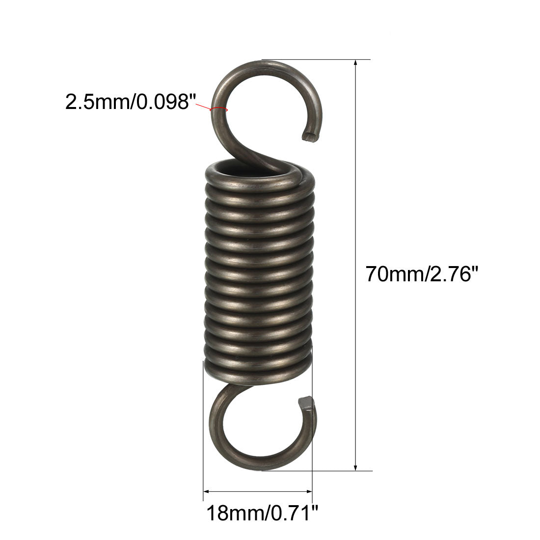 Uxcell Uxcell Extended Tension Spring Wire Diameter 0.098", OD 0.71", Free Length 2.76"