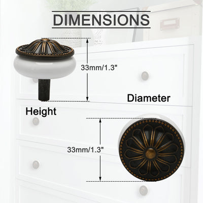 Harfington Uxcell 1 Stk. Keramik Knöpfe Retro Rund Schublade Ziehgriff Kleiderschrank Kommode 33mm