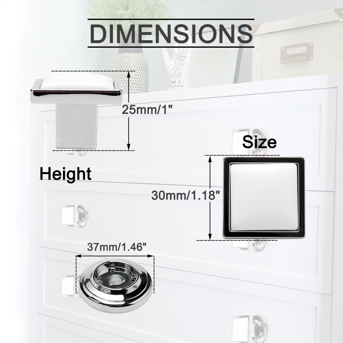 uxcell Uxcell 6Stk Keramik Knöpfe Quadrat Schublade Griff Ersatz Kleiderschrank Kommode Weiß