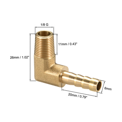 Harfington Uxcell Brass Barb Hose Fitting 90 Degree Elbow 6mm Barbed x 1/8 PT Male Pipe