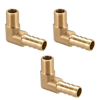 uxcell Uxcell Brass Barb Hose Fitting 90 Degree Elbow 8mm Barbed x G1/8 Male Pipe 3pcs