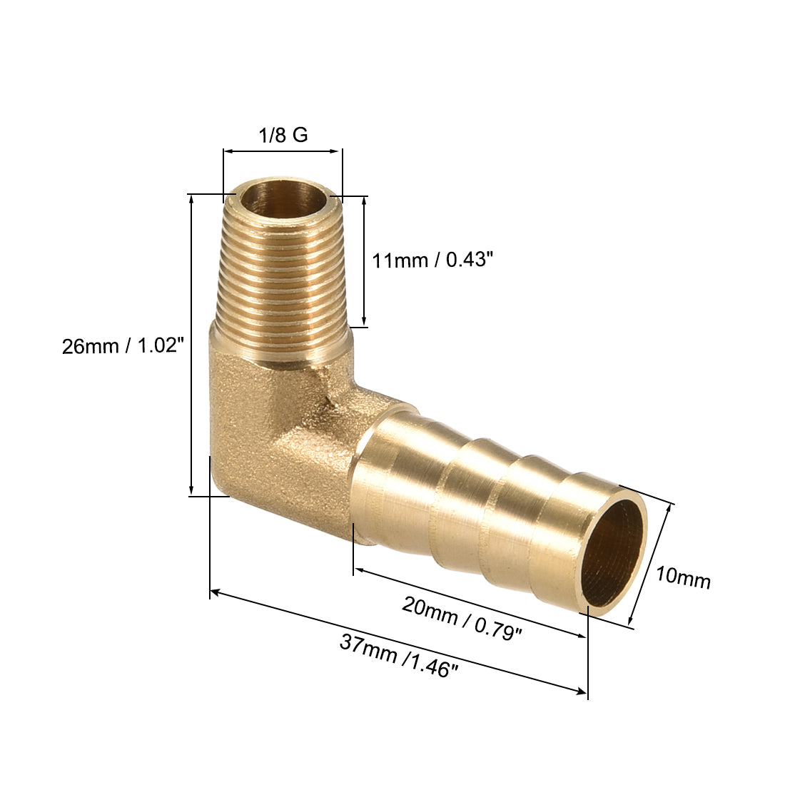 uxcell Uxcell Brass Barb Hose Fitting 90 Degree Elbow 10mm Barbed x 1/8 PT Male Pipe