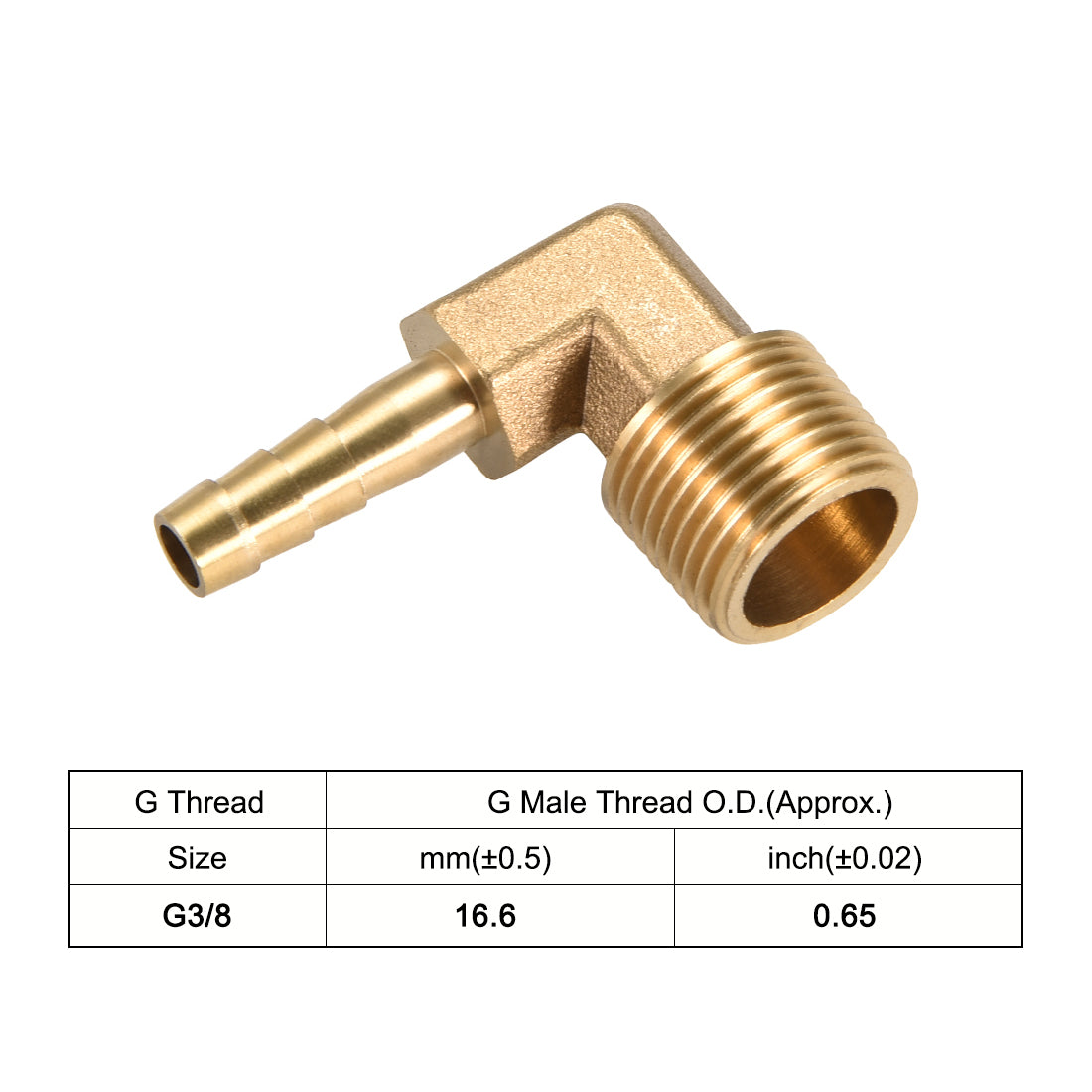 uxcell Uxcell Brass Barb Hose Fitting 90 Degree Elbow 6mm Barbed x 3/8 PT Male Pipe 3pcs