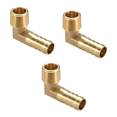 uxcell Uxcell Brass Barb Hose Fitting 90 Degree Elbow 12mm Barbed x 3/8 PT Male Pipe 3pcs