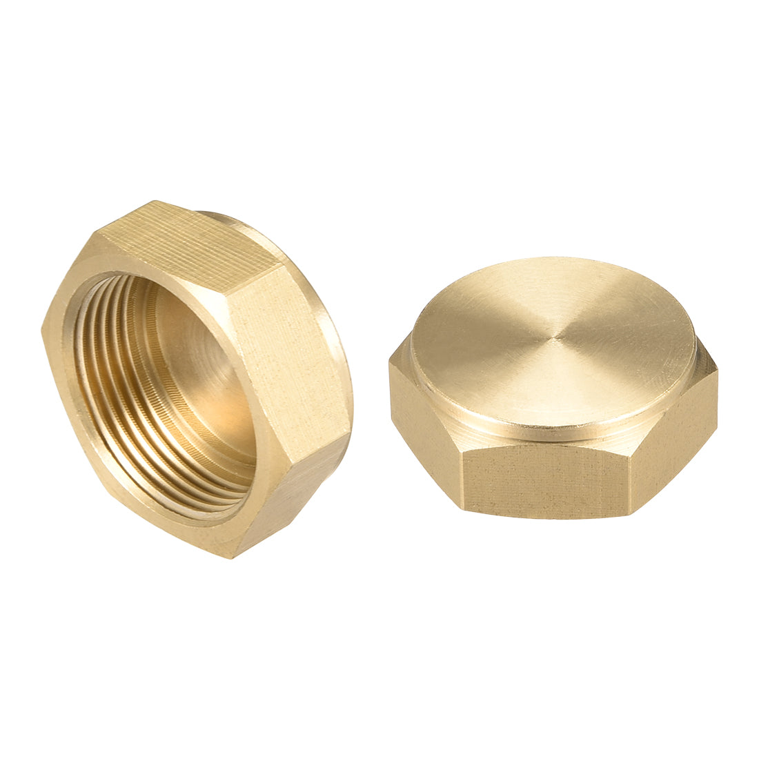 Uxcell Uxcell Brass Female Pipe Fitting Valve Cap M26x1.5 Hex Head End Plug Connector  2pcs