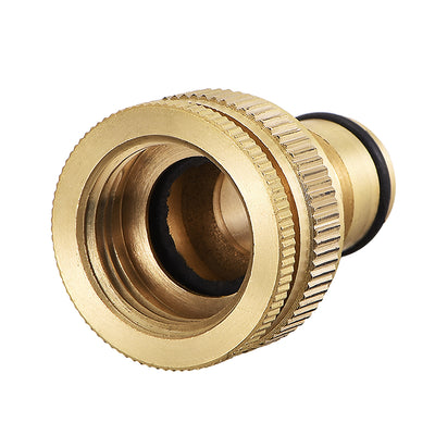 uxcell Uxcell 2-in-1 Brass Quick Connector 1/2 G to 3/4 G Female Pipe Fitting Adapter Garden Hose