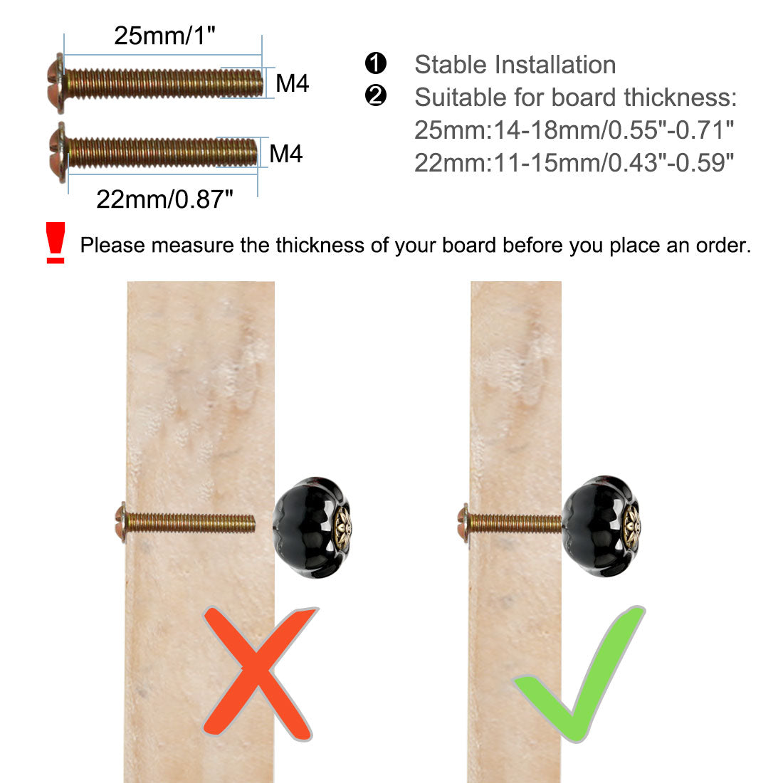 uxcell Uxcell 6Stk Knopf Keramik Kürbis Schublade Knopf Griff Zubehör Kleiderschrank Schwarz