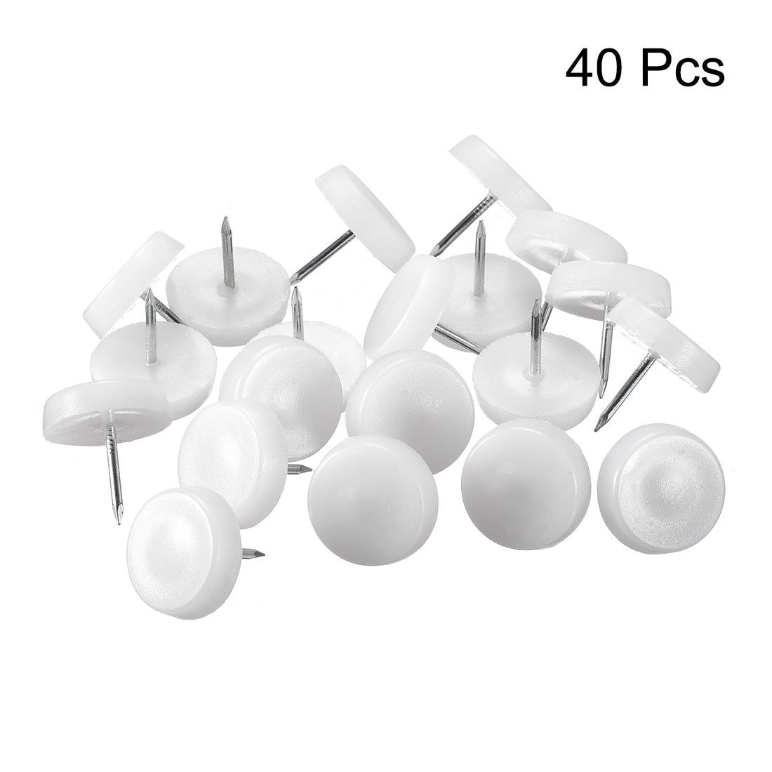 uxcell Uxcell Furniture Feet Nail, Chair Table Leg Protector Pad 20mm Dia White Plastic 40pcs