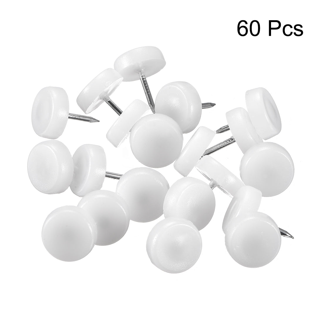 uxcell Uxcell Furniture Feet Nail, Chair Table Leg Protector Pad 14mm Dia White Plastic 60pcs