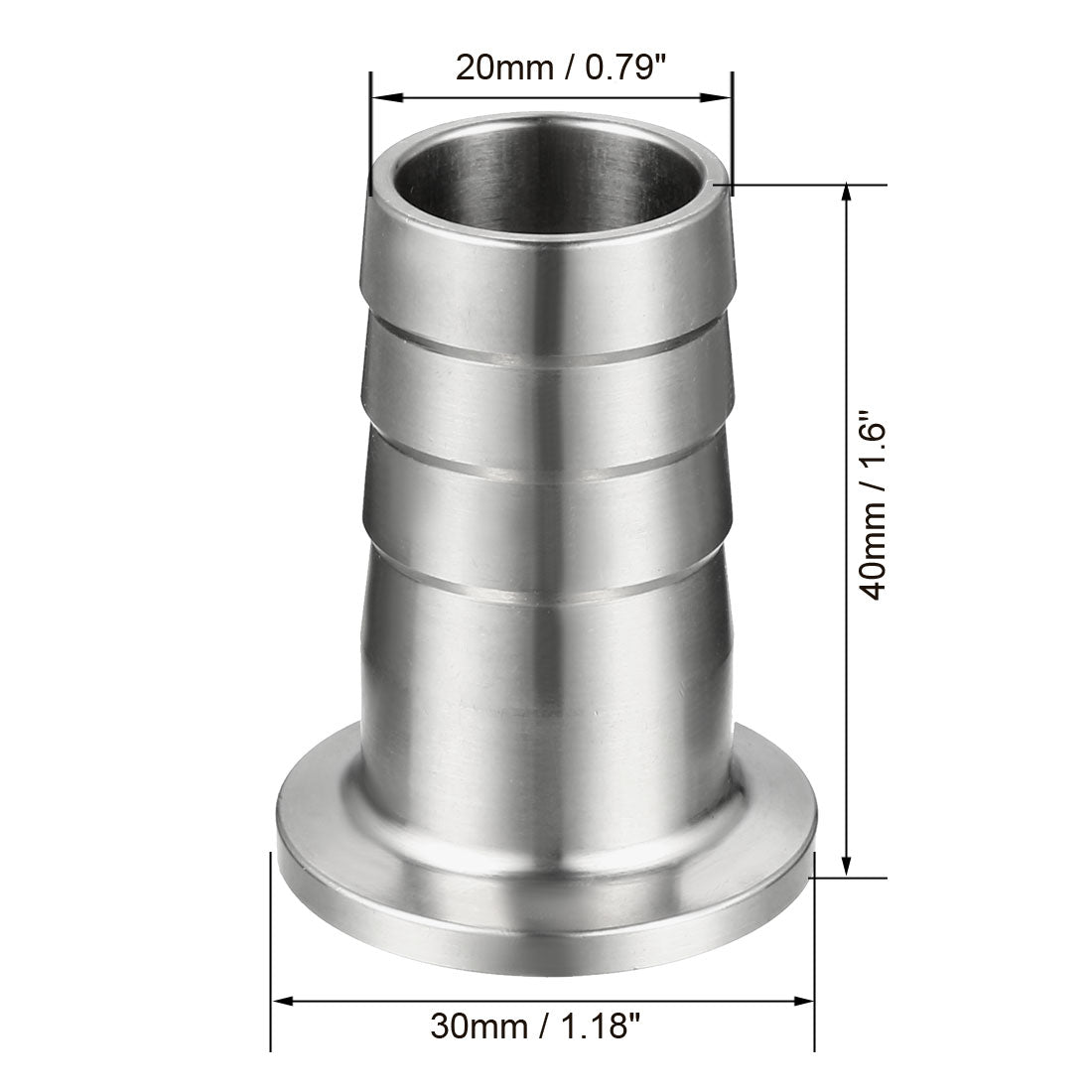 Uxcell Uxcell Clamp Hose Adapter 1.181" Flange to 7/9" Hose Barb Fitting