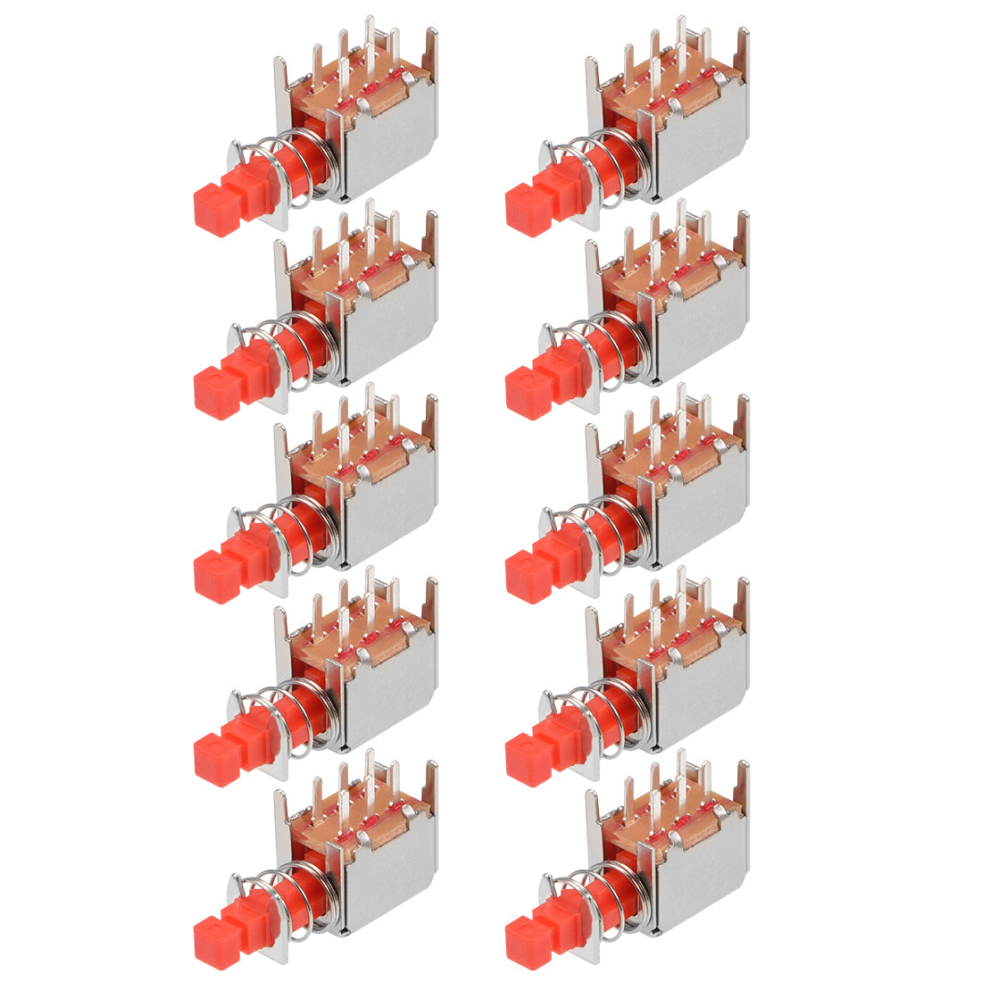 uxcell Uxcell 10 Stücke Selbstsichernd Drucktastenschalter DPDT 6 Stifte 1 Position Metall Rot