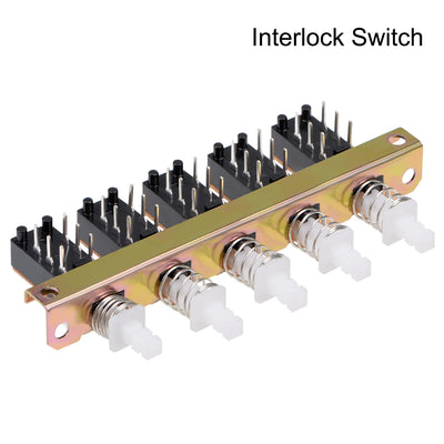 Harfington Uxcell Interlock Push Button Switch Piano Type DPDT 6 Pin 5 Row