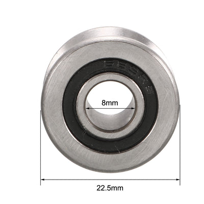 Harfington Uxcell T22 V-Groove Ball Bearing 8x22.5x13.5mm Guide Pulley Bearings for Shaft Under 12mm