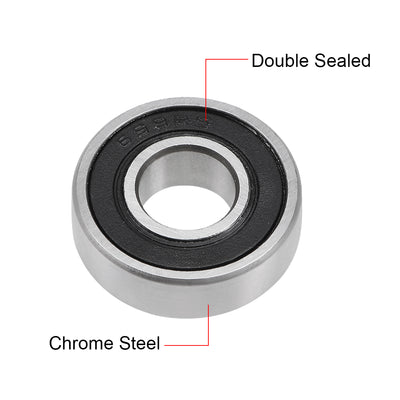 Harfington Uxcell Deep Groove Ball Bearings Metric Double Sealed Chrome Steel Z1