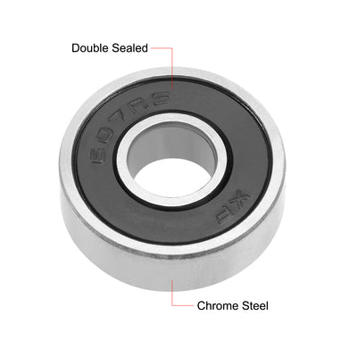 Harfington Uxcell Deep Groove Ball Bearing Double Sealed Chrome Steel P0 Z1 Metric Bearings