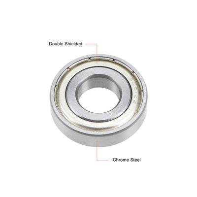 Harfington Uxcell Deep Groove Ball Bearing Double Shielded Chrome Metric Bearings P0 Z1