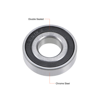 Harfington Uxcell Deep Groove Ball Bearings  Metric Double Sealed Chrome Steel ABEC1 Z2