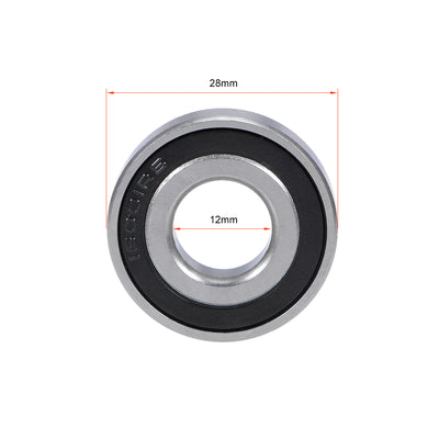 Harfington Uxcell Deep Groove Ball Bearings  Metric Double Sealed Chrome Steel ABEC1 Z2