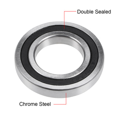 Harfington Uxcell Deep Groove Ball Bearing Double Sealed Chrome Steel Bearings