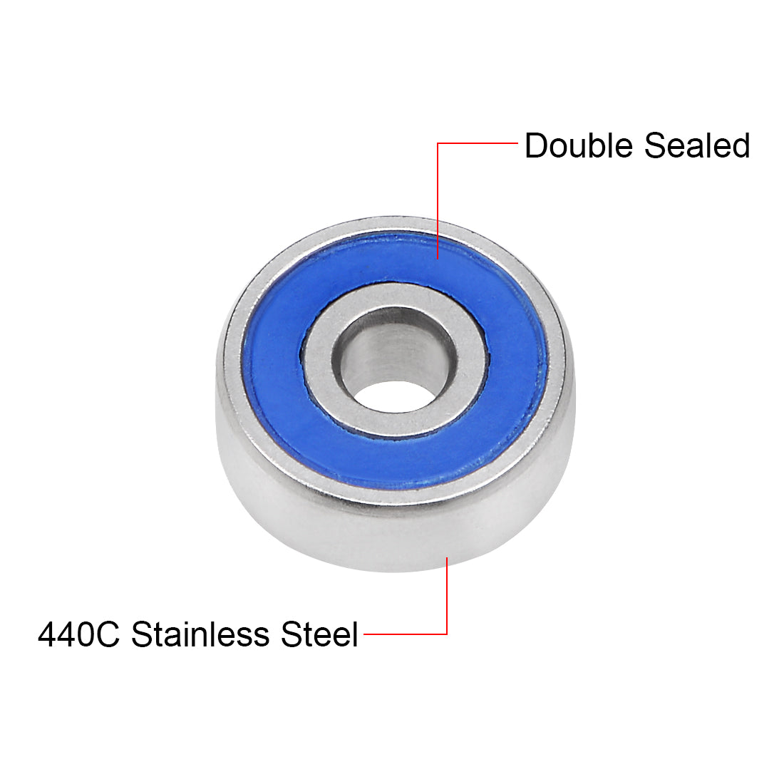 uxcell Uxcell Deep Groove Ball Bearings Double Sealed Stainless Steel Blue Cover