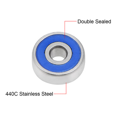 Harfington Uxcell Deep Groove Ball Bearings Double Sealed Stainless Steel Blue Cover