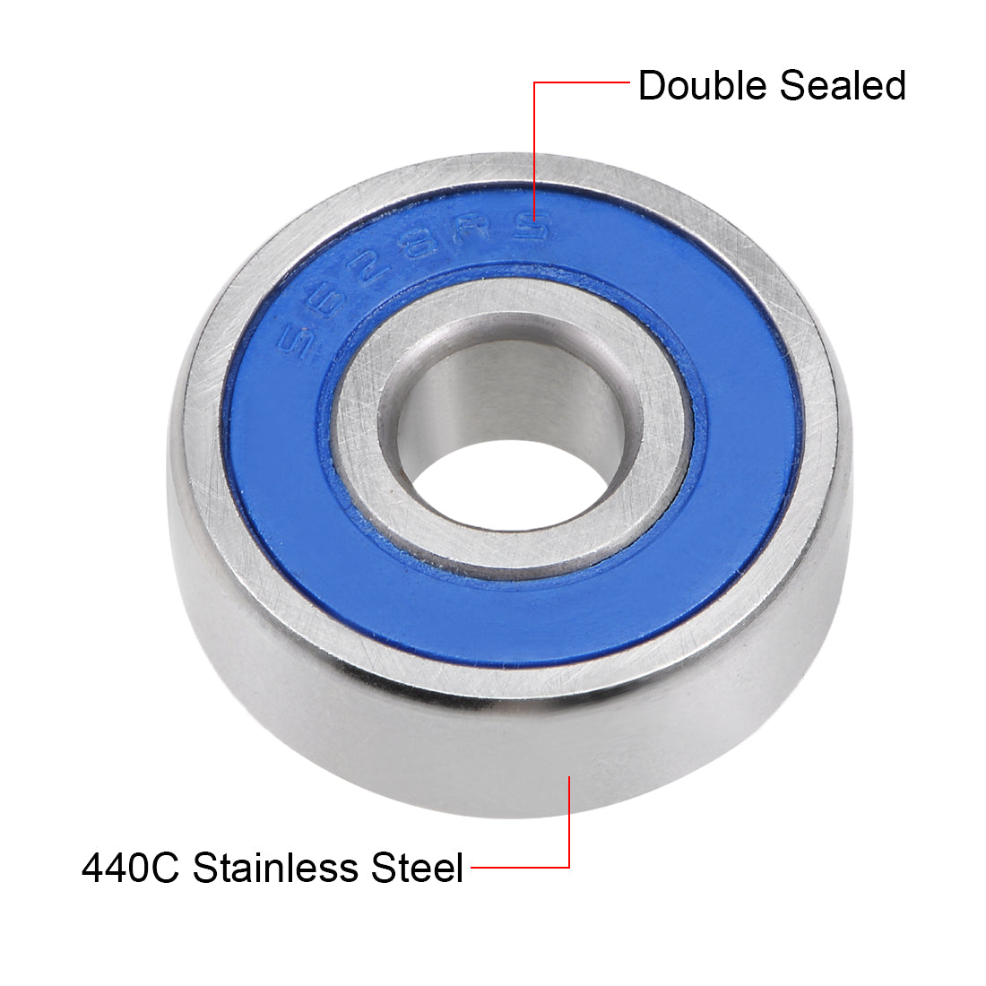 uxcell Uxcell Deep Groove Ball Bearings Double Sealed Stainless Steel Blue Cover