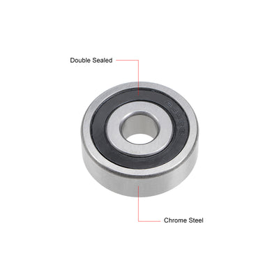 Harfington Uxcell Deep Groove Ball Bearings  Metric Double Sealed Chrome Steel ABEC1 Z2