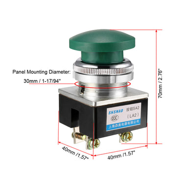 Harfington Uxcell 3Stk Drucktasten Schalter Grün Momentan AC 380V 5A Pilzkopf Druckknopf Wechselt 30mm Panel Montieren