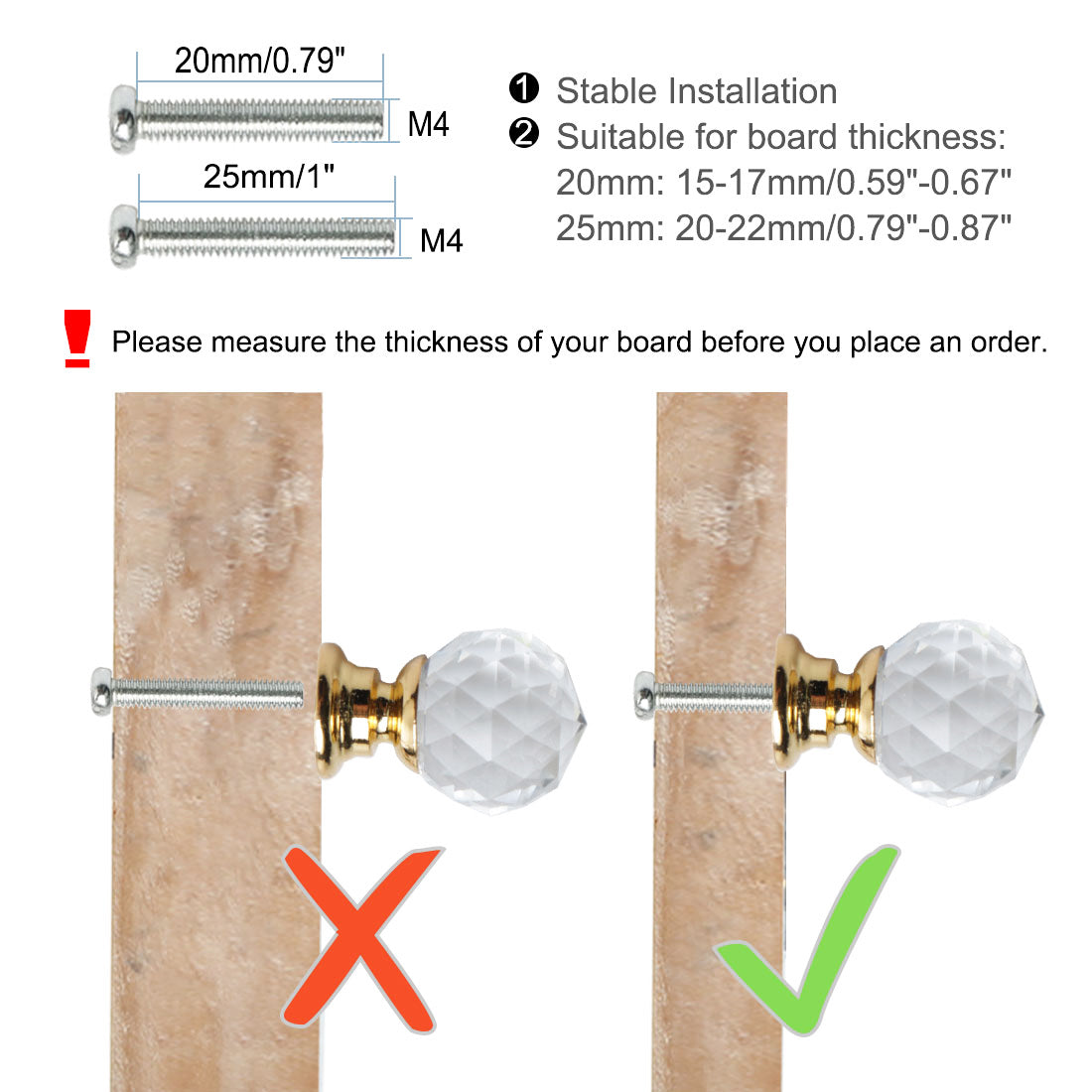 uxcell Uxcell 6 stk.Kristall Knöpfe Schublade Stoßgriff Schrank Möbeltür Goldfarben 20mm Durchm