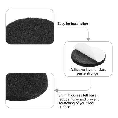 Harfington Uxcell Furniture Pads Adhesive Felt Pads 30mm Diameter 3mm Thick Round Black 36Pcs