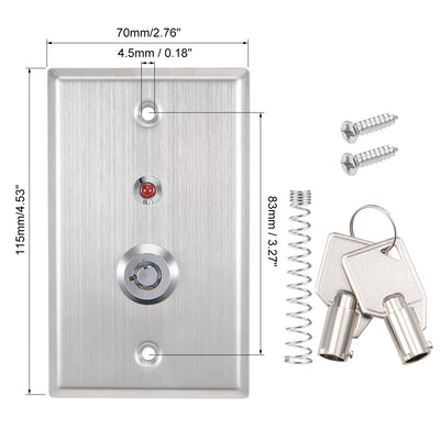 Harfington Uxcell Key Switch On Off Exit Switches Emergency Door Release SPST w DC 12V Red LED Indicator