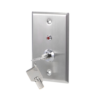 Harfington Uxcell Key Switch On Off Exit Switches Emergency Door Release SPST w DC 12V Red LED Indicator