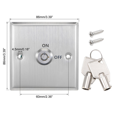 Harfington Uxcell Key Switch On/Off Exit Switches Emergency Door Release SPST Panel Mount with 2 Keys