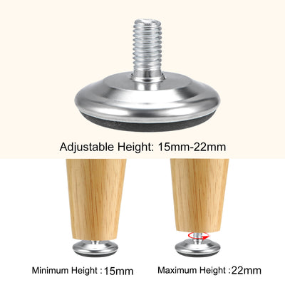 Harfington Uxcell Furniture Levelers, 15mm to 22mm Adjustable Height M10 x 17mm Threaded, 4Pcs