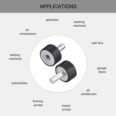 Harfington Uxcell Thread Male Female Rubber Mounts,Vibration Isolators 4pcs