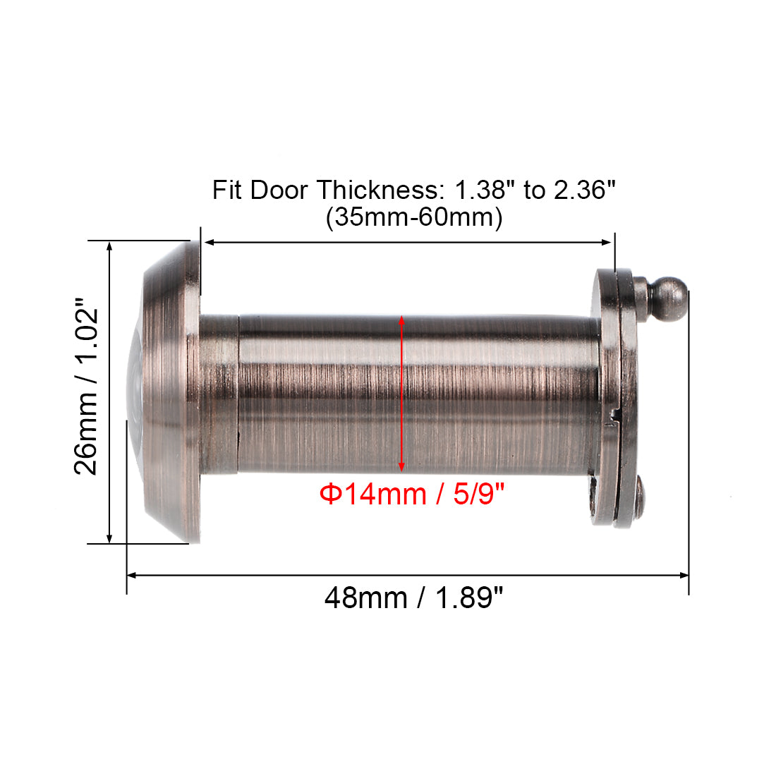 uxcell Uxcell Brass Door Viewer for 37mm-60mm Doors, Copper Finish