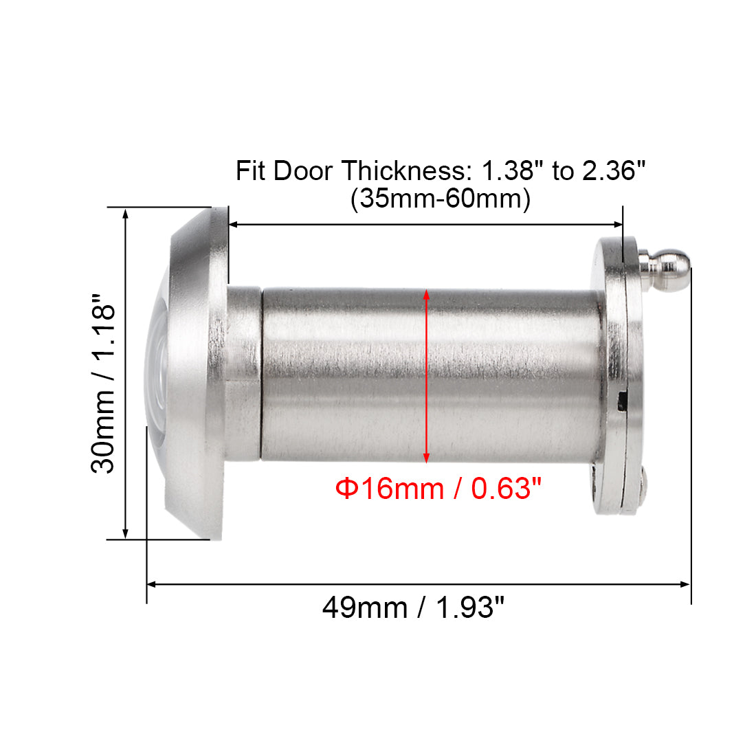 uxcell Uxcell Brass Door Viewer for 35mm-60mm Doors, Brushed Satin Chrome Finish, 2 Pcs