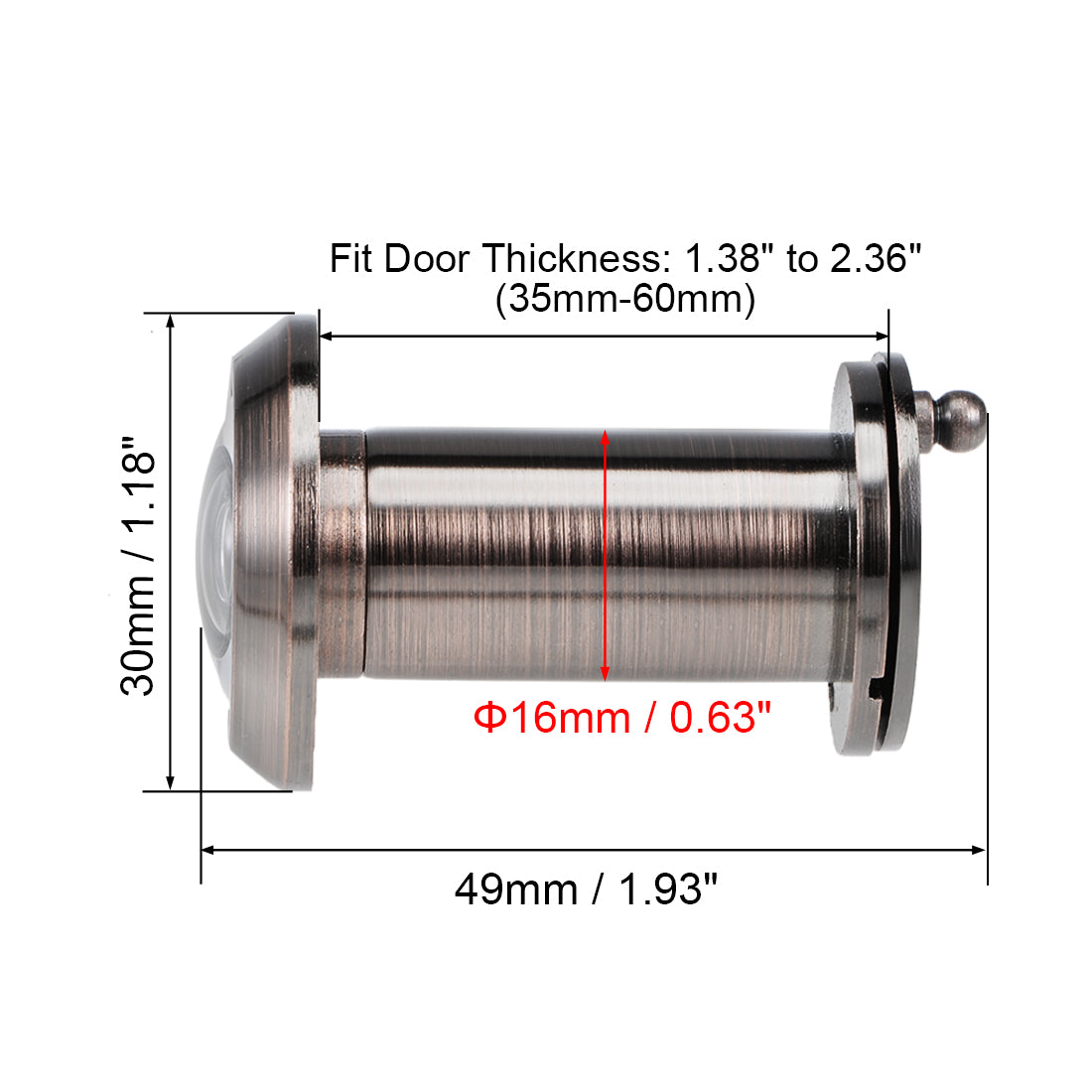 uxcell Uxcell Brass Door Viewer Peephole for 35mm-60mm Doors, Antique Copper Finish