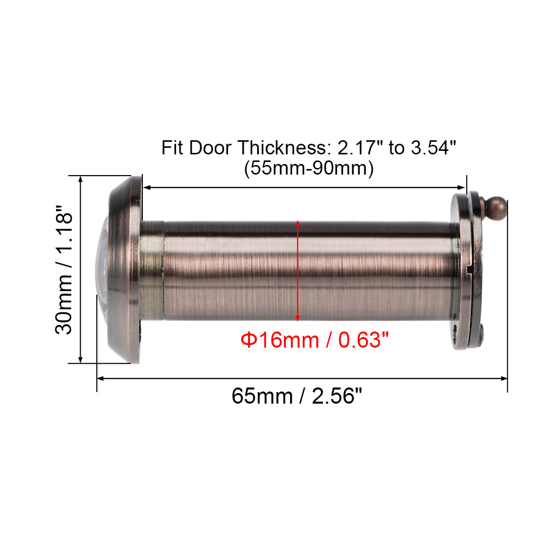 uxcell Uxcell Brass Door Viewer Peephole for 59mm-106mm Doors, Antique Copper Finish, 2 Pcs