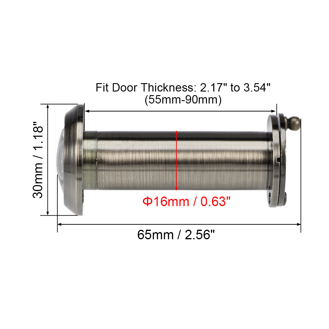 uxcell Uxcell Brass Door Viewer Peephole for 55mm-107mm Doors, Antique Bronze Finish, 2 Pcs