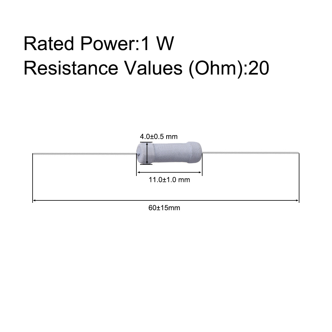 uxcell Uxcell 50 Stücke 1 Watt Metalloxidschichtwiderstand Axiale Führung 20 Ohm ± 5% Toleranz