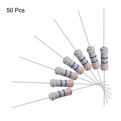 Harfington Uxcell 50 Pcs 1W 1 Watt Metal Oxide Film Resistor Axile Lead 30 Ohm ±5% Tolerance