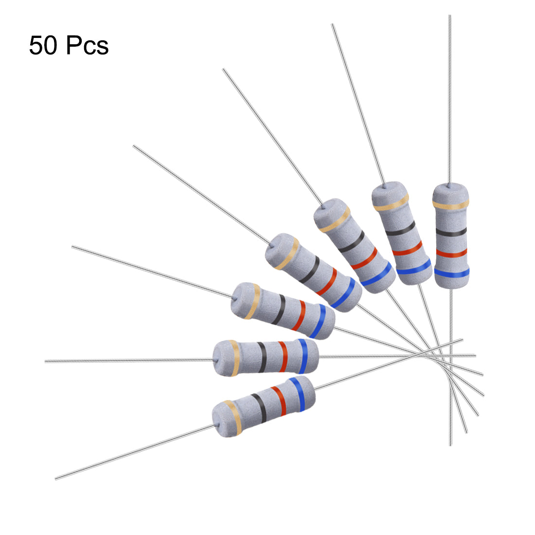 uxcell Uxcell 50 Pcs 1W 1 Watt Metal Oxide Film Resistor Axile Lead 62 Ohm ±5% Tolerance