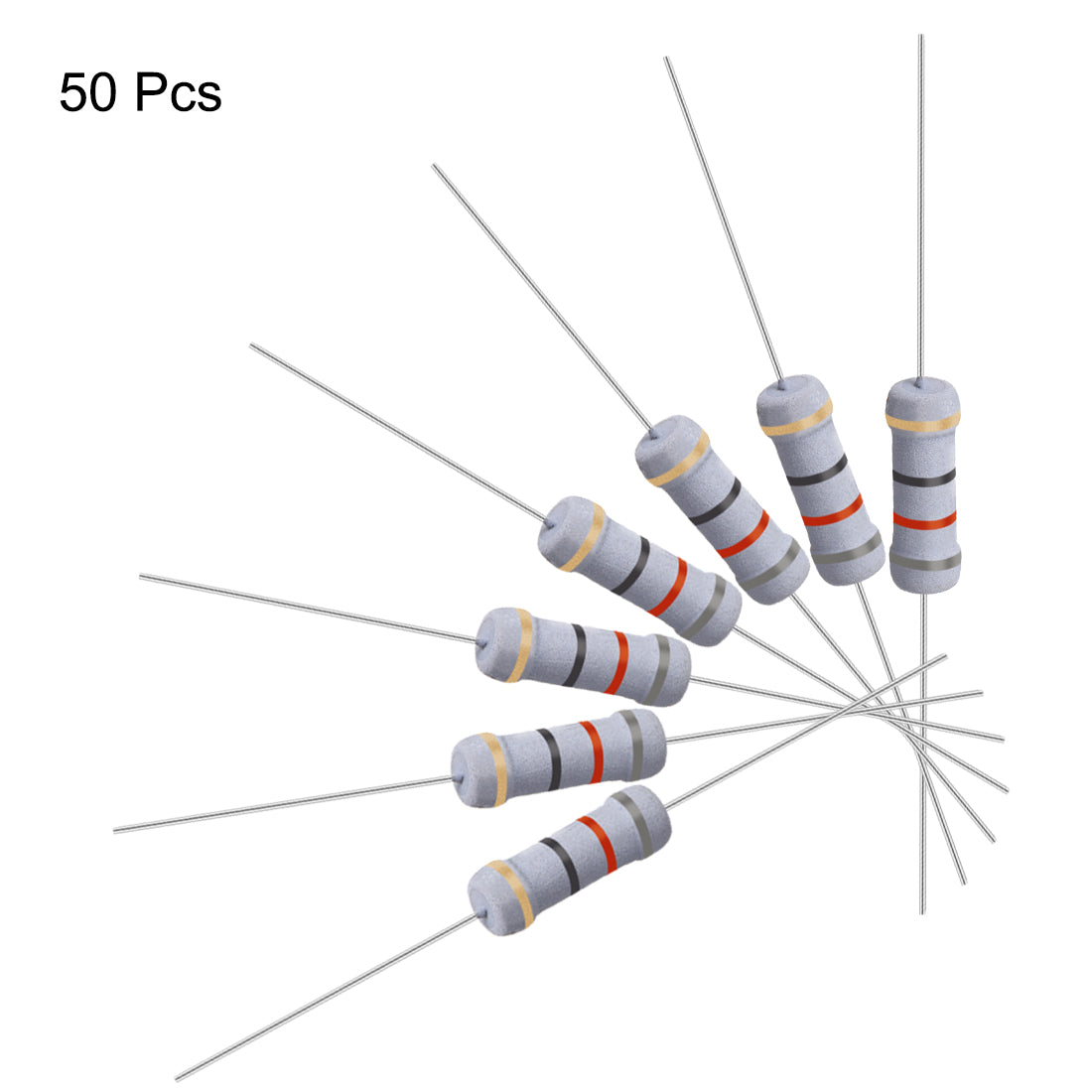 uxcell Uxcell 50 Pcs 1W 1 Watt Metal Oxide Film Resistor Axile Lead 82 Ohm ±5% Tolerance