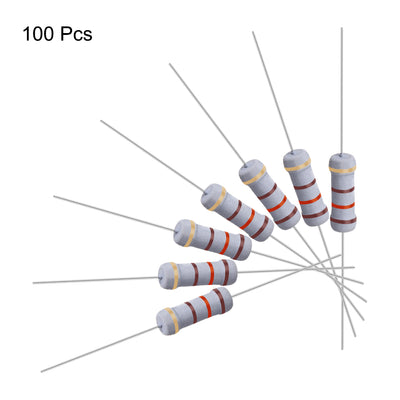 Harfington Uxcell 100 Pcs 1W 1 Watt Metal Oxide Film Resistor Axile Lead 120 Ohm ±5% Tolerance