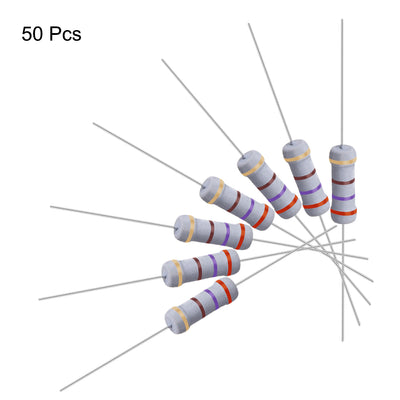 Harfington Uxcell 50 Pcs 1W 1 Watt Metal Oxide Film Resistor Axile Lead 270 Ohm ±5% Tolerance